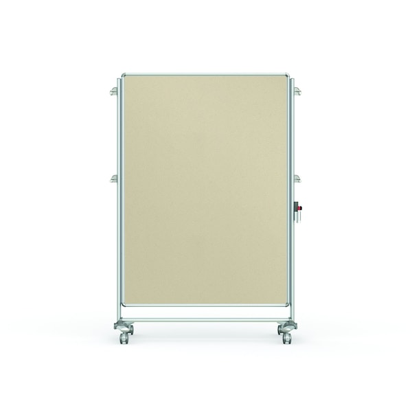 Partition Mobile 2-Sided Fabric Bulletin Board, 65"H x 46"W, Beige